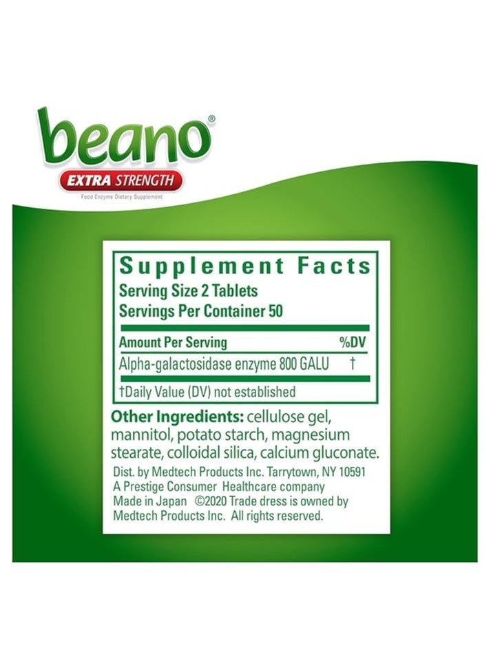 Beano Food Enzyme Dietary Supplement  100 Tablets - Image 3